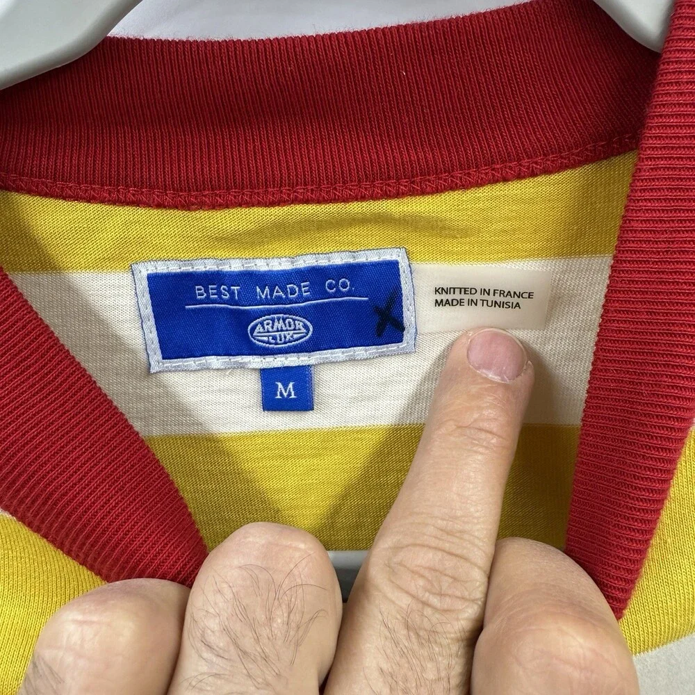 Best made co France yellow striped men size M Tshirt Cotton REF: 90395 - Picture 2 of 9